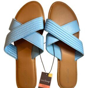 Faux Leather Sandals Blue Large Size 9-10 NEW